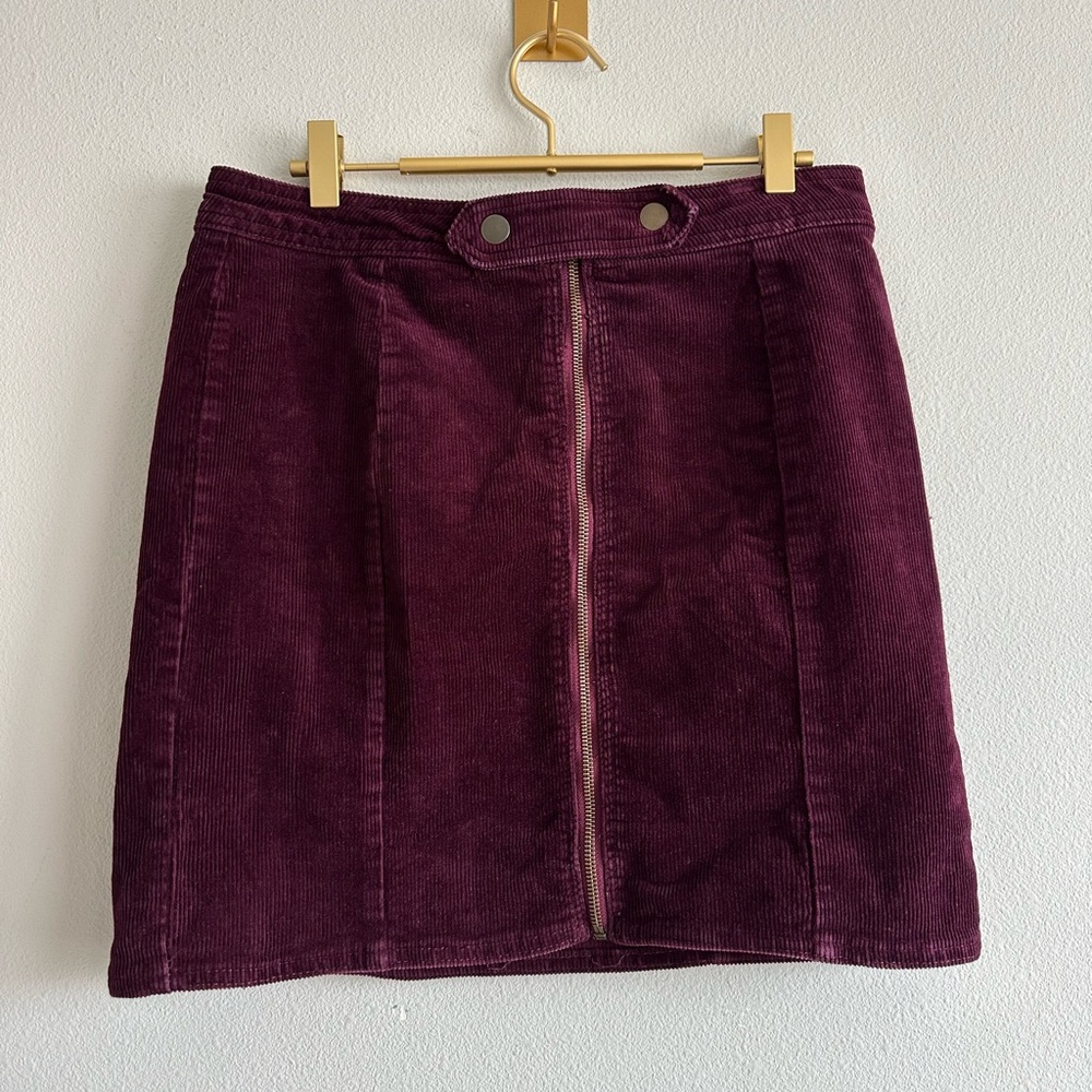 Y2K Blue Spice Corduroy Mini Skirt Zip Front Plum Purple Size 9